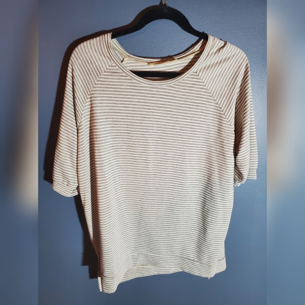 Lela Sky Grey & White Striped Top